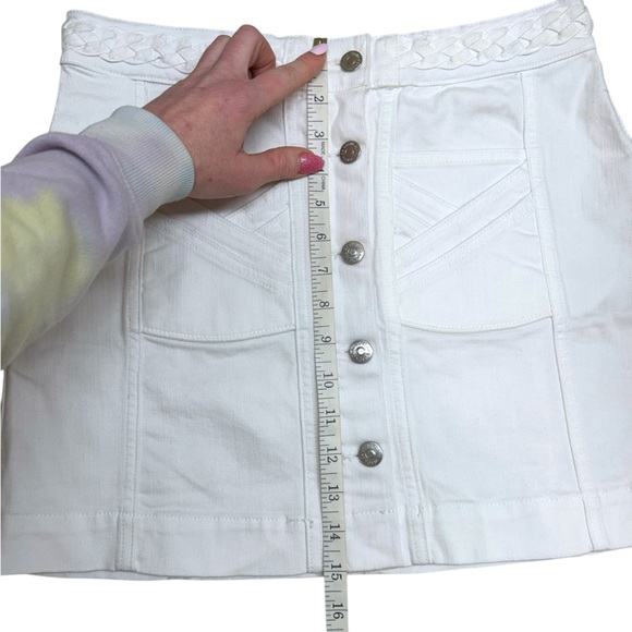 Veronica Beard Jeans Skirt Women's Size 8 Button Front Braided White Denim Mini - Picture 10 of 13
